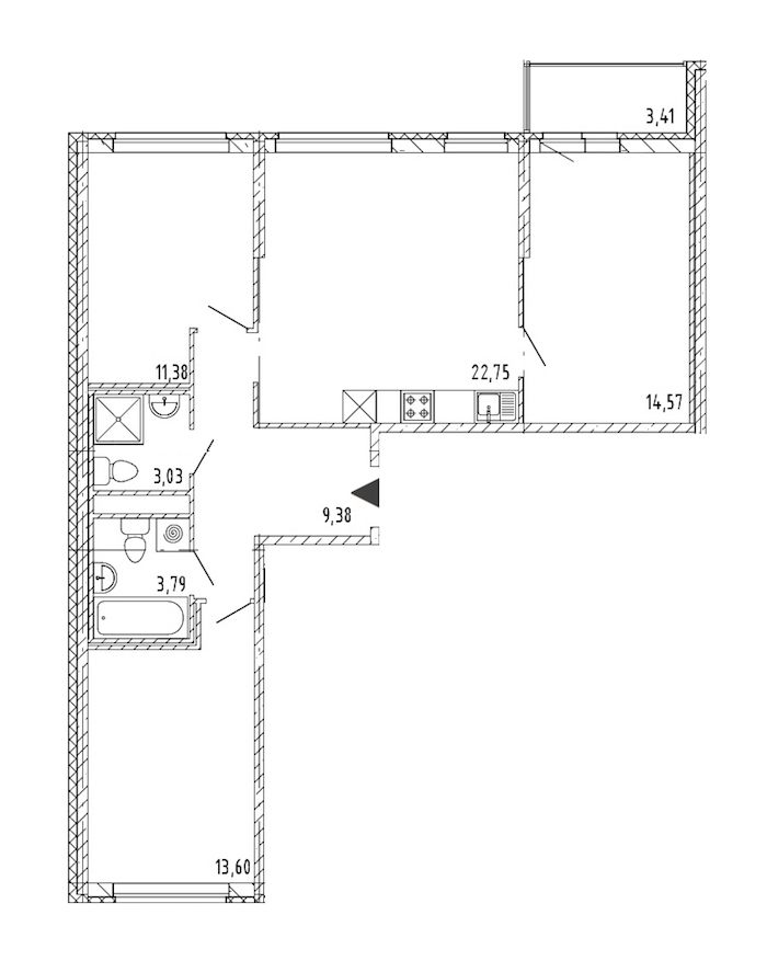 3-комнатная квартира 78.5 м², 17/21 эт., ЖК «Новые горизонты 2»